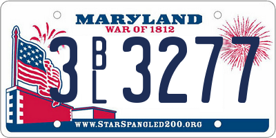 MD license plate 3BL3277
