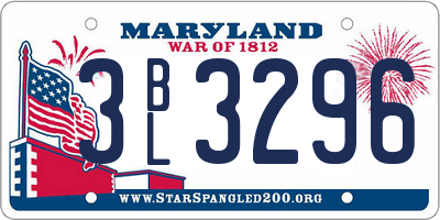 MD license plate 3BL3296