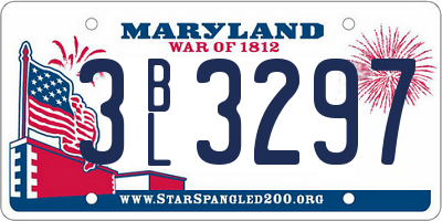MD license plate 3BL3297