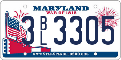 MD license plate 3BL3305