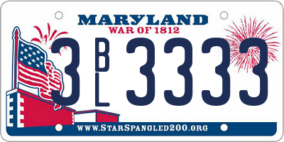 MD license plate 3BL3333