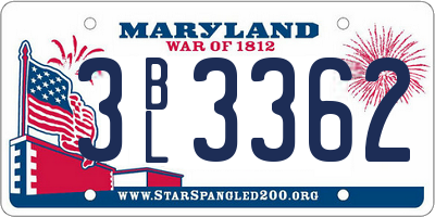 MD license plate 3BL3362