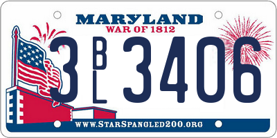MD license plate 3BL3406