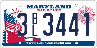 MD license plate 3BL3441