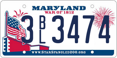 MD license plate 3BL3474