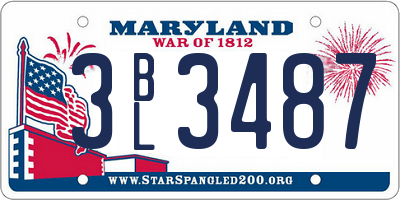 MD license plate 3BL3487