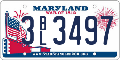 MD license plate 3BL3497