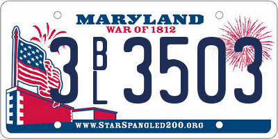 MD license plate 3BL3503
