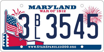 MD license plate 3BL3545