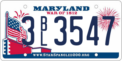 MD license plate 3BL3547