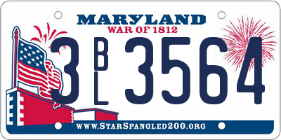 MD license plate 3BL3564