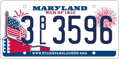 MD license plate 3BL3596