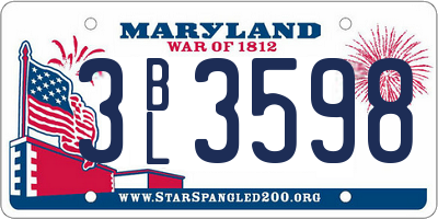 MD license plate 3BL3598