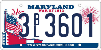 MD license plate 3BL3601