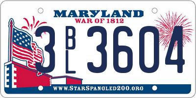 MD license plate 3BL3604