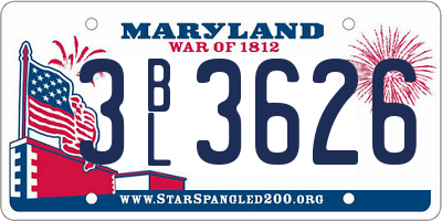 MD license plate 3BL3626