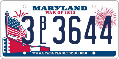 MD license plate 3BL3644