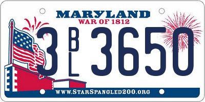 MD license plate 3BL3650