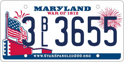 MD license plate 3BL3655