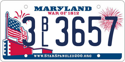 MD license plate 3BL3657