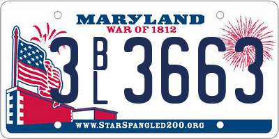 MD license plate 3BL3663
