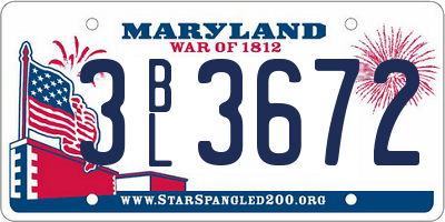 MD license plate 3BL3672