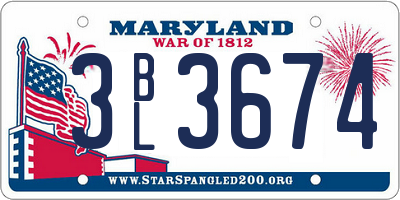 MD license plate 3BL3674