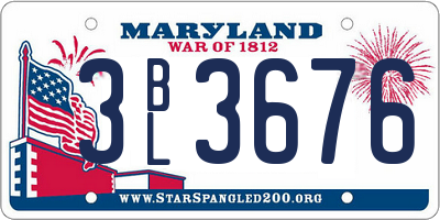MD license plate 3BL3676