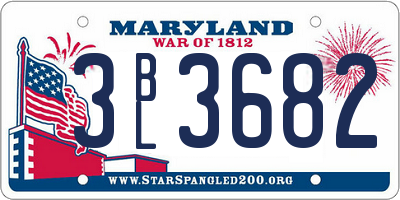 MD license plate 3BL3682