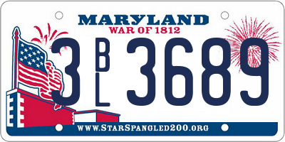 MD license plate 3BL3689