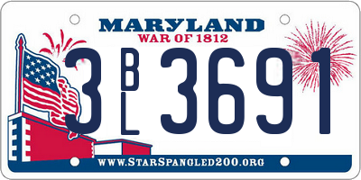 MD license plate 3BL3691