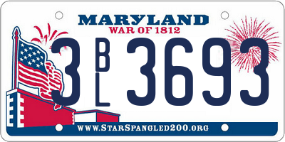 MD license plate 3BL3693