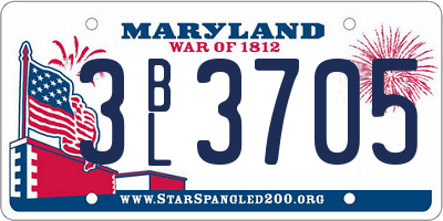 MD license plate 3BL3705