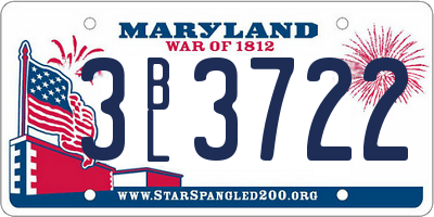 MD license plate 3BL3722