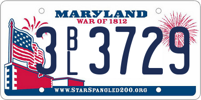 MD license plate 3BL3729