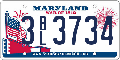 MD license plate 3BL3734