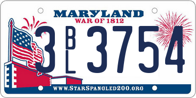 MD license plate 3BL3754