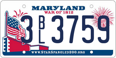 MD license plate 3BL3759