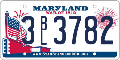 MD license plate 3BL3782