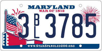 MD license plate 3BL3785
