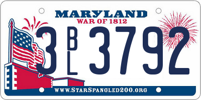 MD license plate 3BL3792