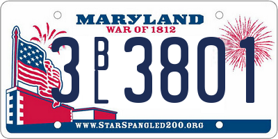 MD license plate 3BL3801