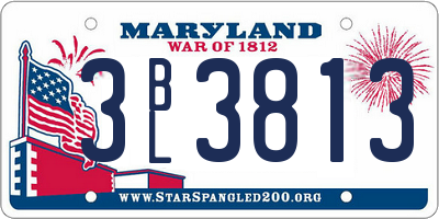 MD license plate 3BL3813