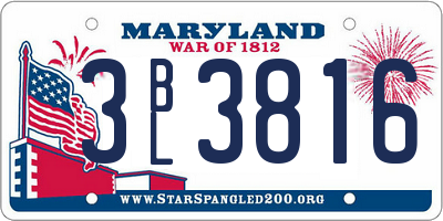 MD license plate 3BL3816