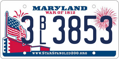 MD license plate 3BL3853