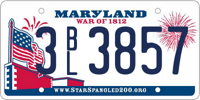 MD license plate 3BL3857