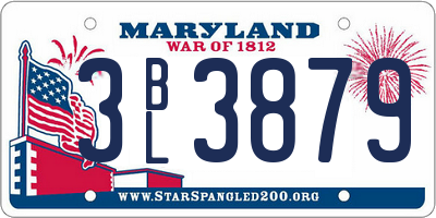 MD license plate 3BL3879