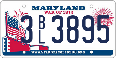 MD license plate 3BL3895