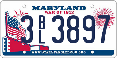 MD license plate 3BL3897