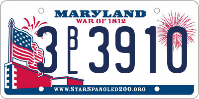 MD license plate 3BL3910